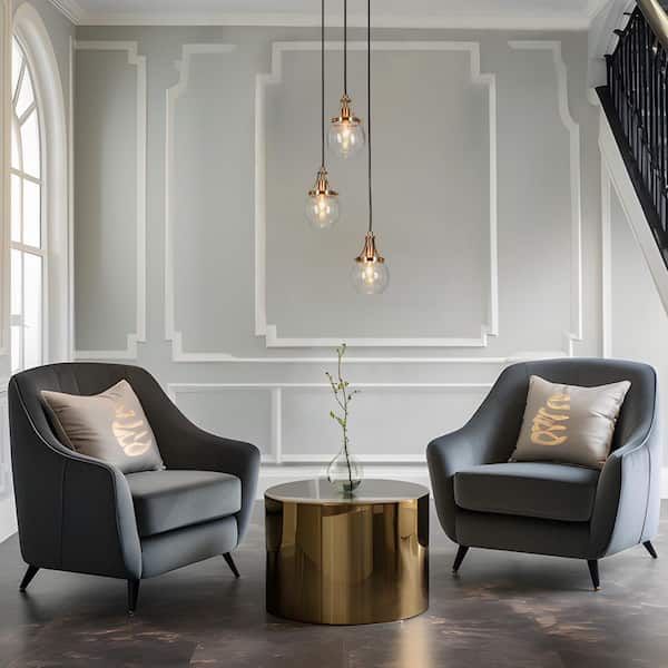 LNC Transitional 3-Light Black and Brass Cluster Chandelier