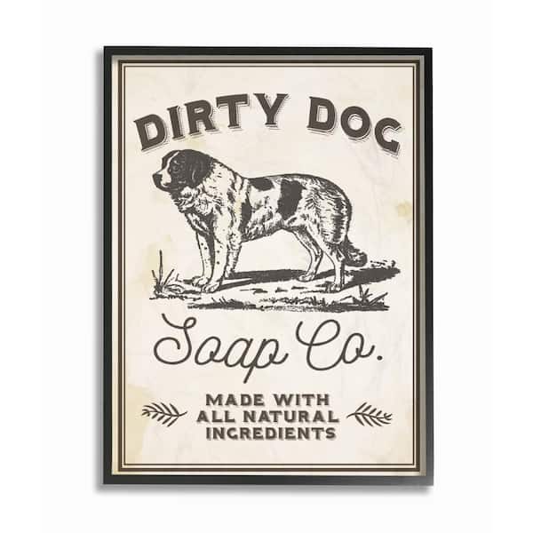 Stupell Industries 11 in. x 14 in. "Dirty Dog Soap Co Vintage Sign" by Daphne Polselli Wood Framed Wall Art