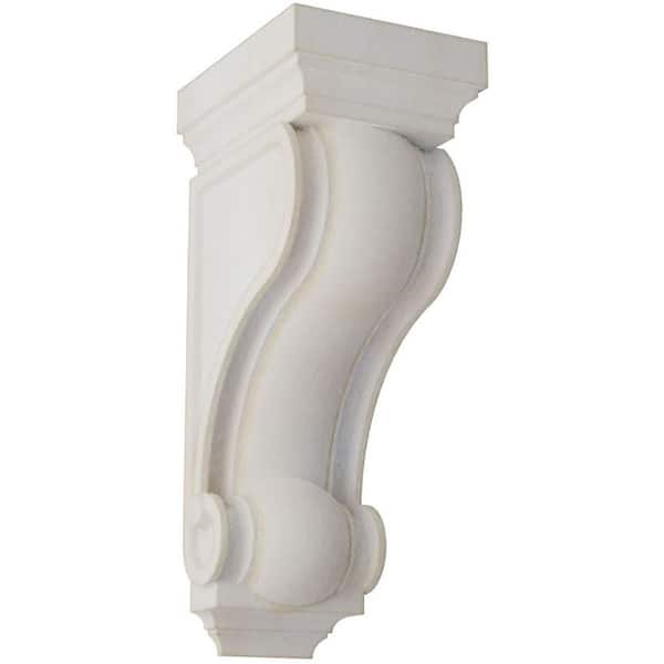 Ekena Millwork 6 in. x 16 in. x 7-1/2 in. Chalk Dust White Devon Traditional Wood Vintage Decor Corbel