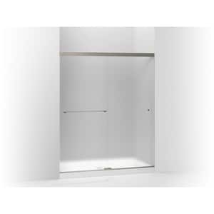 Revel 59.625 in. W x 76 in. H Sliding Frameless Shower Door in Anodized Brushed Nickel with Frosted Glass