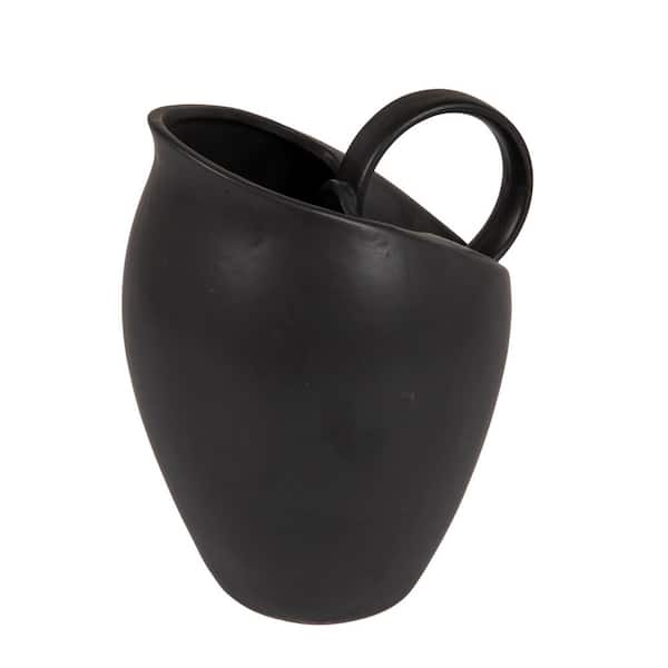 82 fl. oz. Matte Black Stoneware Pitcher with Reactive Glaze