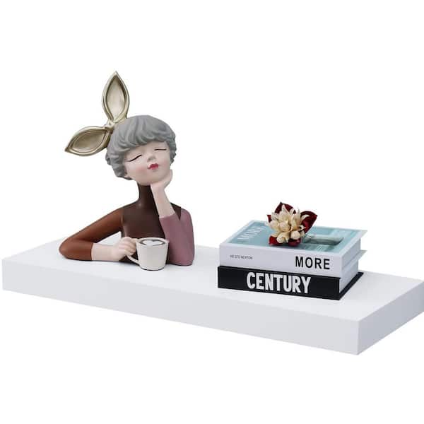 Cubilan 24 in. W x 9.25 in. D White Wood Composite Decorative Wall Shelf