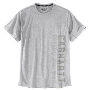 Men's Large Heather Gray Cotton/Polyester Force Relaxed Fit Midweight Short Sleeve Graphic T-Shirt