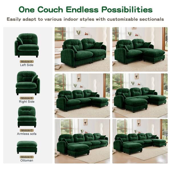 Homy Casa PMOB 74 in. Armrest 2-piece Chenille Loveseat Tufted