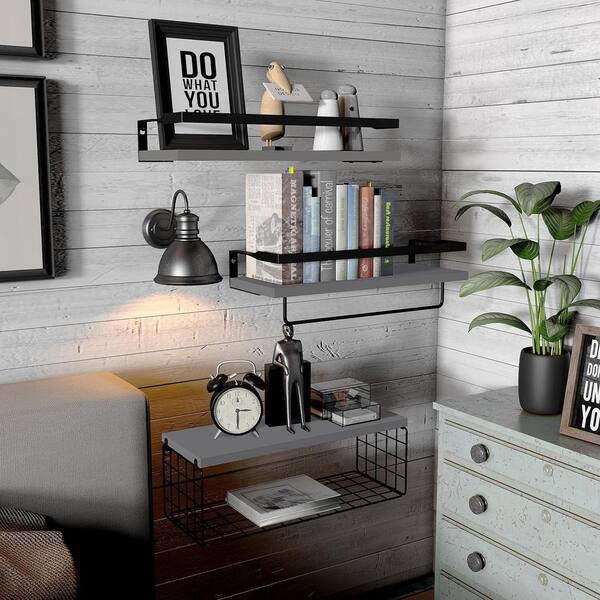 Cubilan 5.9 in. W x 16 in. D Grey Wall Mounted Wood Decorative Wall Shelf
