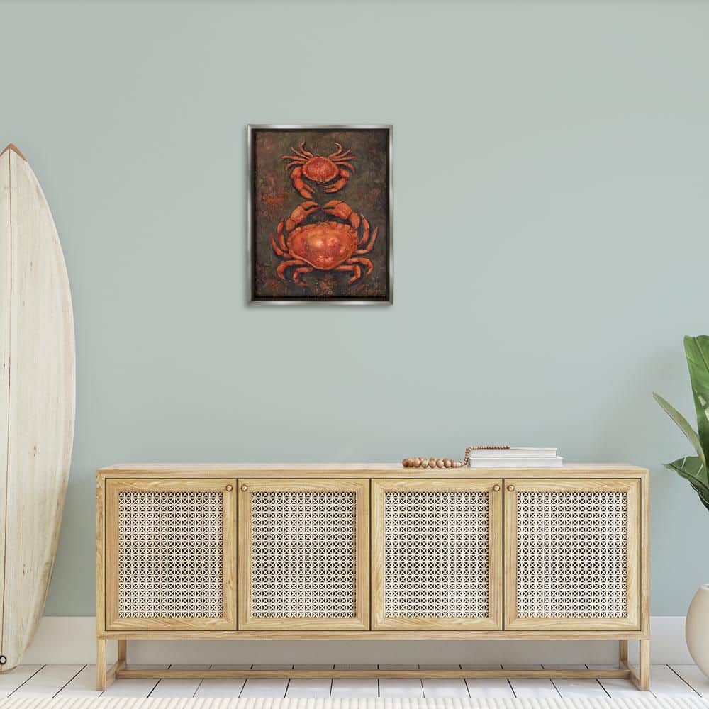 Small & Large Crab Pair by Jody Bergsma Gray Floater Frame Animal Graphic Art Print 31 in. x 25 in. price history on PriceWatchPro