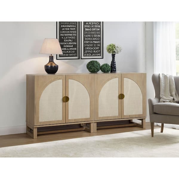 Isla Light Oak 30.5 in. H Organic Modern Accent Cabinet + Storage Cabinet with 1 Shelf + Stackable Sideboard