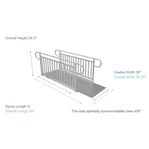 PATHWAY 3G 6 ft. Wheelchair Ramp Kit with Solid Surface Tread and Vertical Picket Handrails