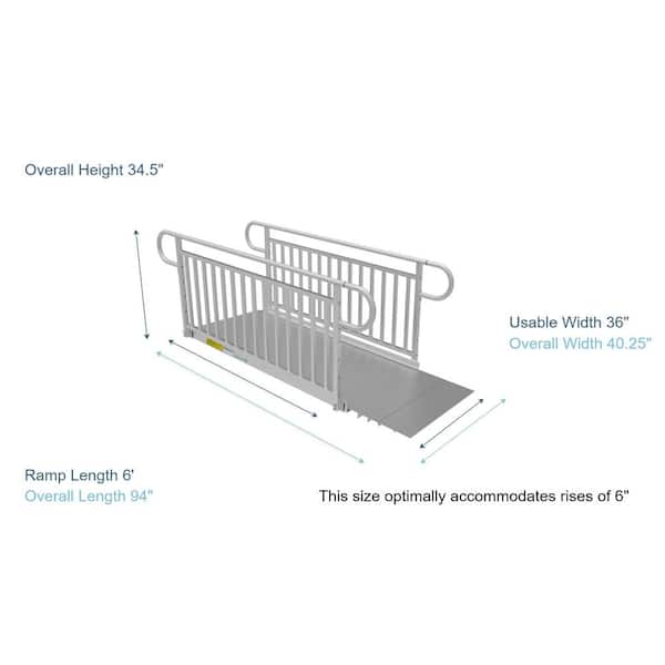 PATHWAY 3G 6 ft. Wheelchair Ramp Kit with Solid Surface Tread and Vertical Picket Handrails