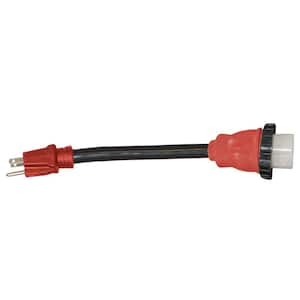 12 in. 15 Amp Male to 50 Amp Female Mighty Cord Detachable Locking Adapter in Red (Bulk)