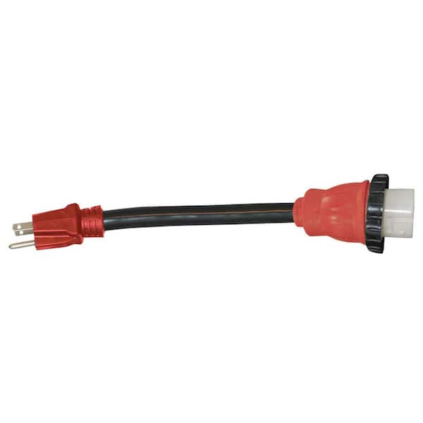 Valterra 12 in. 15 Amp Male to 50 Amp Female Mighty Cord Detachable Locking Adapter in Red (Bulk)
