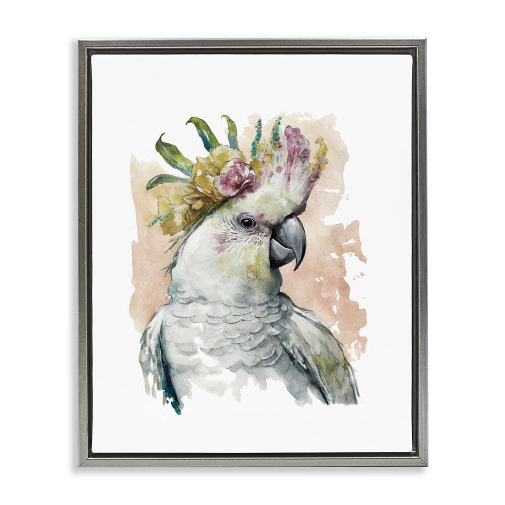 Cockatiel with Pink Flower by Svetlana Aleynikova Gray Floater Frame Animal Graphic Art Print 21 in. x 17 in. price history on PriceWatchPro