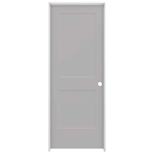 JELD-WEN 30 in. x 80 in. Monroe Driftwood Painted Left-Hand Smooth Solid Core Molded Composite MDF Single Prehung Interior Door