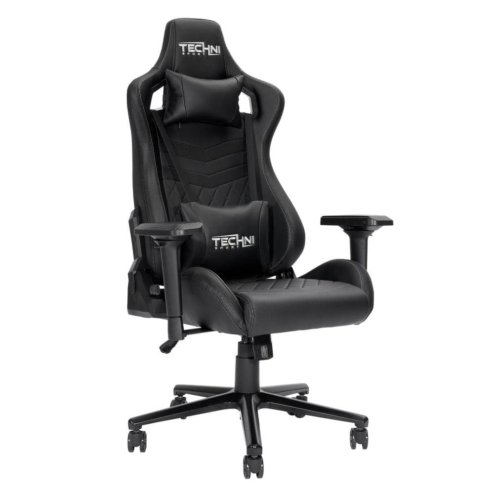 Black Ergonomic Steel Gaming Chair with Adjustable Armrests