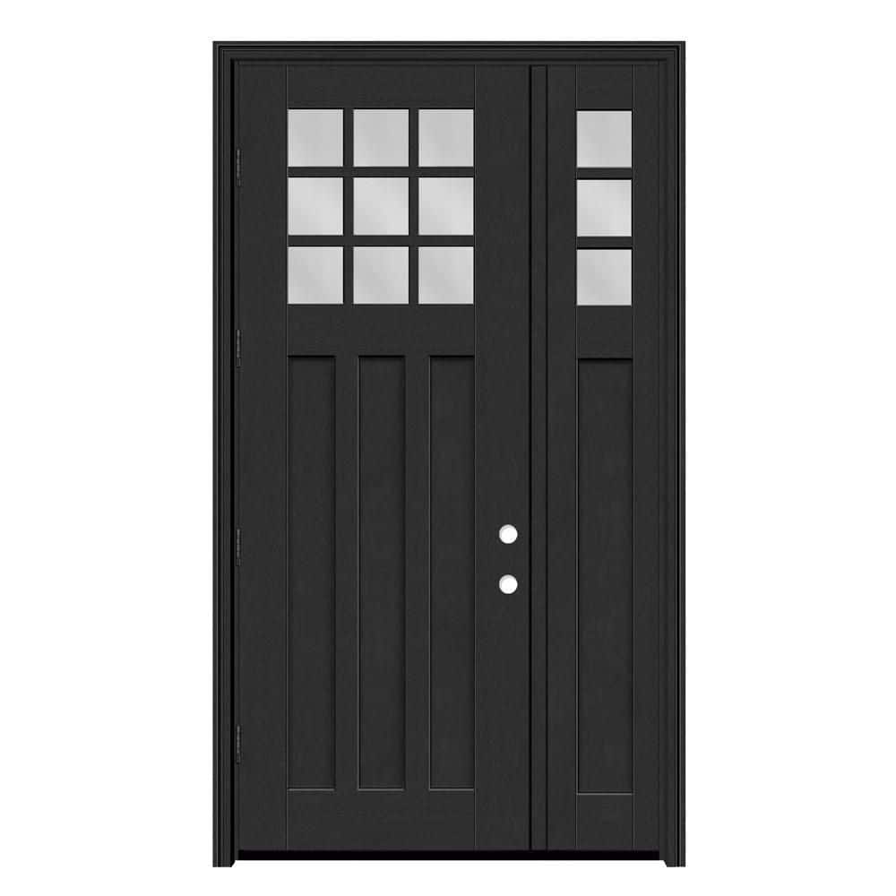 Regency 51 in. x 96 in. 1/4 9L-SDL Clear Glass RHOS Onyx Fiberglass Prehung Front Door with 12 in. -1/4Top SL 6-9/16 price history on PriceWatchPro
