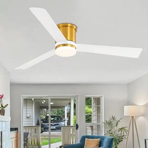 Sawyer Ⅲ 52 in. Integrated LED Indoor White-Blade Gold Ceiling Fan with Light and Remote Control Included