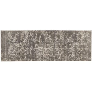 Holliswood 2 ft. x 7 ft. New Cream/Grey Abstract Fade Resistant Area Rug