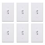 Toggle Dimmer Switch for Dimmable LED, CFL and Incandescent Bulbs, Single Pole/3-Way, with Wall Plate, White (6-Pack)