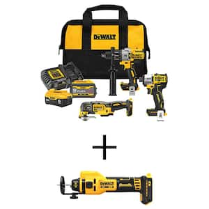 20V Lithium-Ion Cordless 3-Tool Combo Kit and Drywall Cut-Out Tool with FLEXVOLT 9 Ah and 20V 6 Ah Batteries and Charger