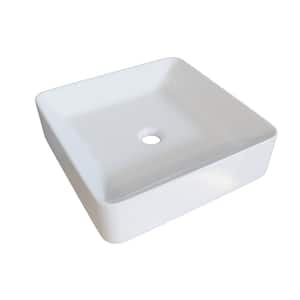Square Bathroom Ceramic Vessel Sink Art Basin in White