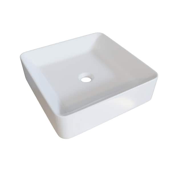 Glass Warehouse Square Bathroom Ceramic Vessel Sink Art Basin in White
