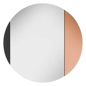 Alpha 29.5 in. H x 29.5 in. W Round Frameless Black and Rose Gold Mirror