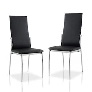 Oaklie Black and Chrome Faux Leather Upholstered Dining Chair (Set of 2)