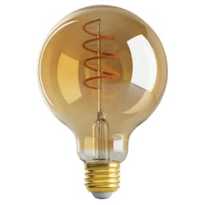 25-Watt Equivalent G30 Transparent Amber 2000K Dimmable Edison LED Light Bulb (6-Pack)