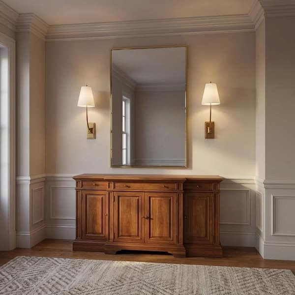 Marina 6 in. W x 17.625 in. H 2-Light Burnished Brass Dimmable Traditional Wall Sconce with White Linen Fabric Shade