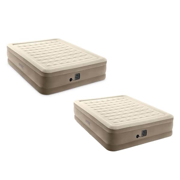 Intex Plush Fiber-Tech Elevated Air Mattress with Built-In Pump, Queen (2 Pack)