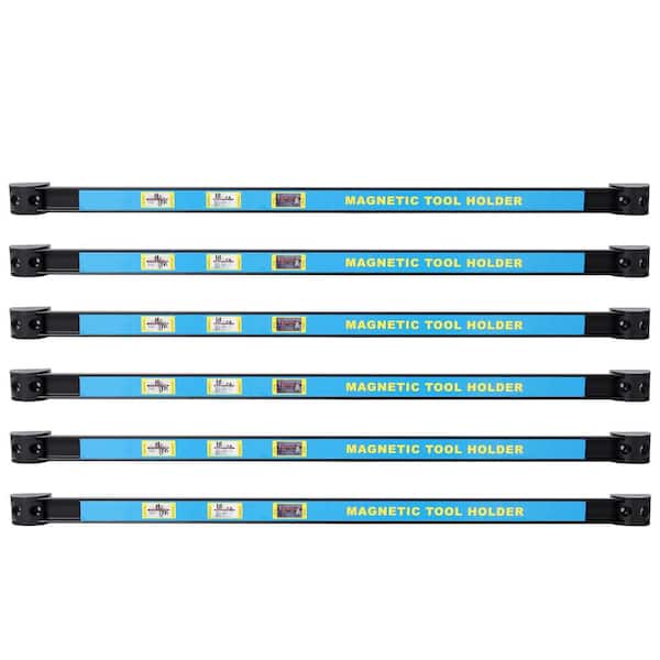 6-Pieces 1 in. H x 25 in. W Heavy Duty Steel Slatwall Accessories with Magnetic Tool Holder in Blue, Mounting Screws