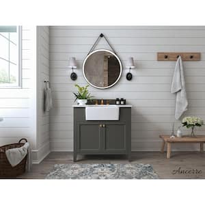 Adeline 36 in. W x 20.1 in. D Bath Vanity in Sapphire Gray with Marble Vanity Top in Carrara White with White Basin