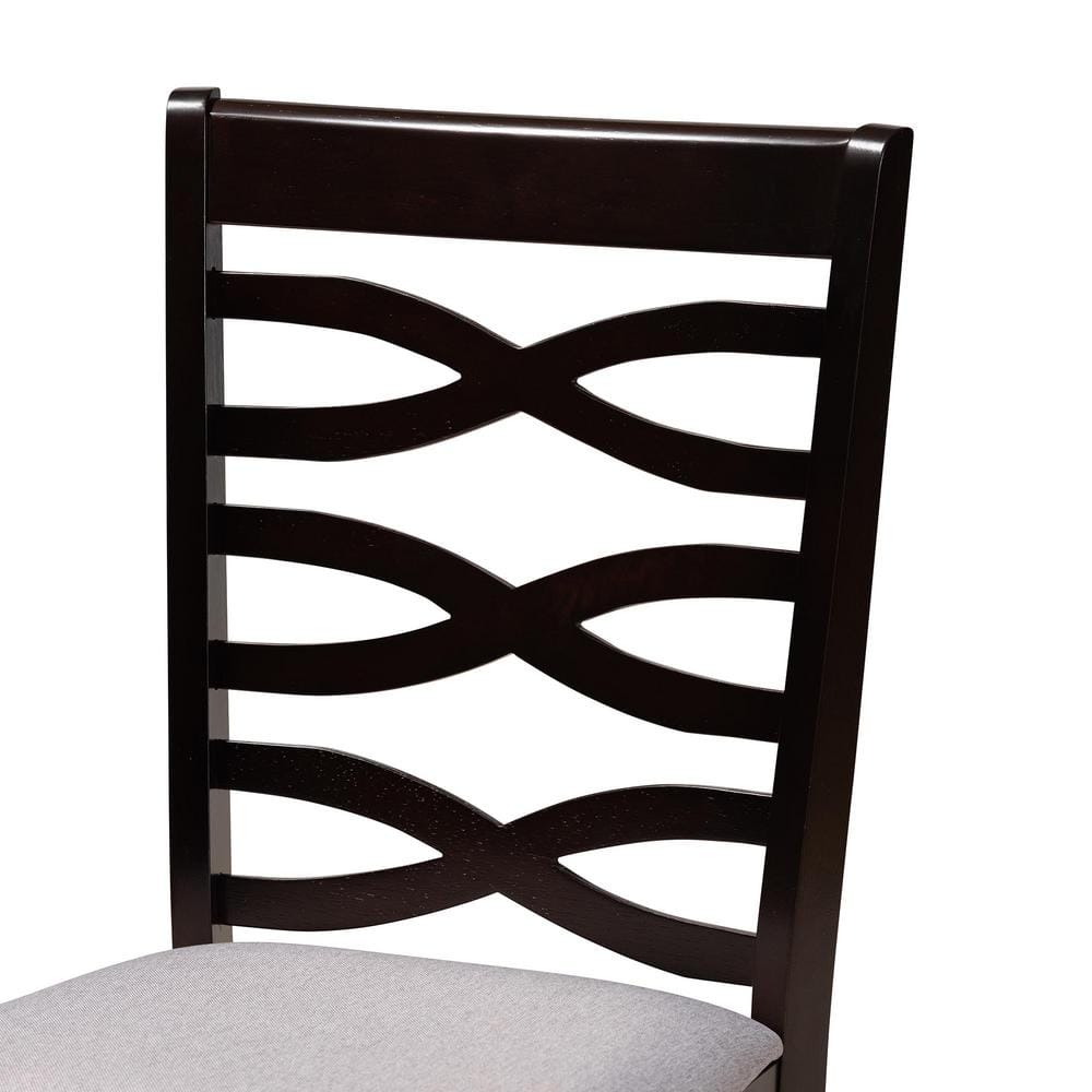 Mila Retro Grey Fabric and Dark Brown Wood 5-Piece Dining Set