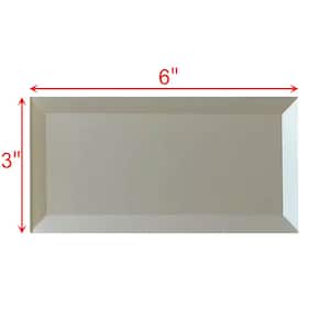 Secret Dimensions Cream Beveled Subway 3 in. x 6 in. Glossy Glass Decorative Tile (1 sq. ft./Case)