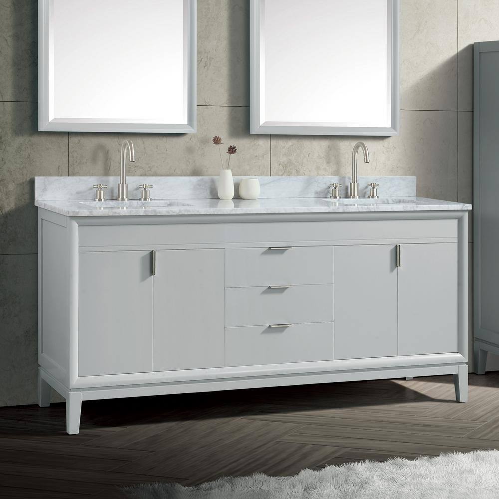 Emma 72" Dove Gray Solid Wood Double Vanity Cabinet