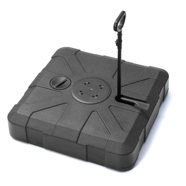300 lbs. 3D Surface HDPE Patio Umbrella Base in Black with Wheels and Pull Rod