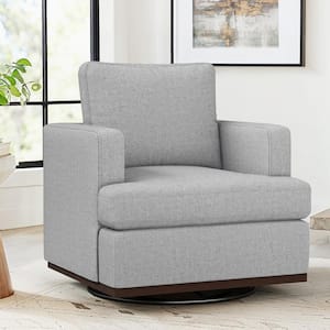 Bruno Oversized Modern Gray Fabric Upholstered Swivel Accent Chair with Wood Frame Swivel Arm chair