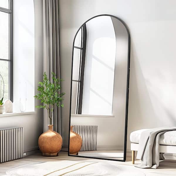 Dovelina 26 in. W x 63 in. H Arched Black Framed Full Length Mirror Aluminum Alloy Floor Mirror