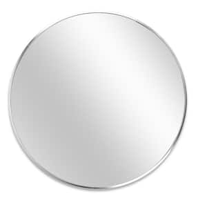 Anky 36 in. W x 36 in. H Round Large Aluminium Alloy Metal Framed Silver Wall Mirror, Bathroom Vanity Makeup Mirror