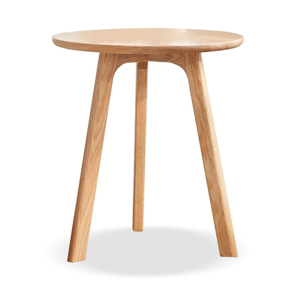 17.72 in. W x 19.69 in. H Natural Wood Round End Table for Outdoor