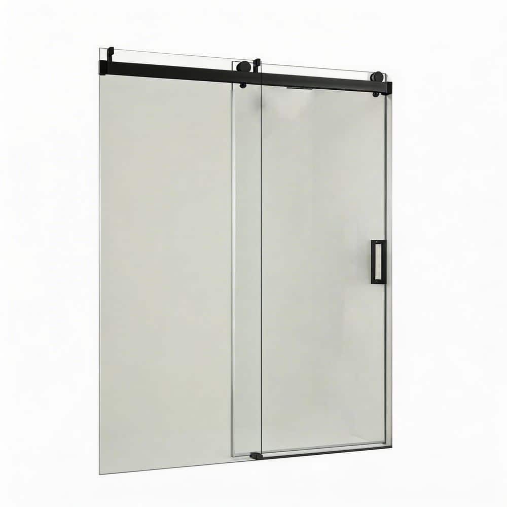 56 in.-60 in. W x 76 in. H Frameless Single Sliding Shower Door in Matte Black with Tempered Glass price history on PriceWatchPro