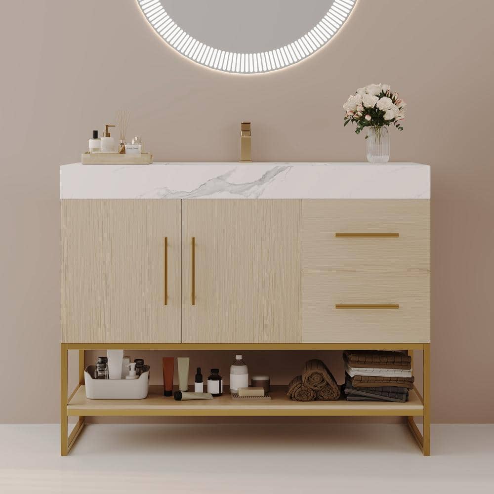 "36"" Modern Free-Standing Bathroom Vanity with Seamless Ceramic Sink & Sintered Stone Top" price history on PriceWatchPro