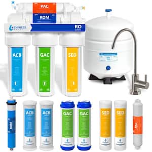 Reverse Osmosis 5 Stage Water Filtration System - with Faucet, Tank, and 4 Replacement Filters - 50 GPD
