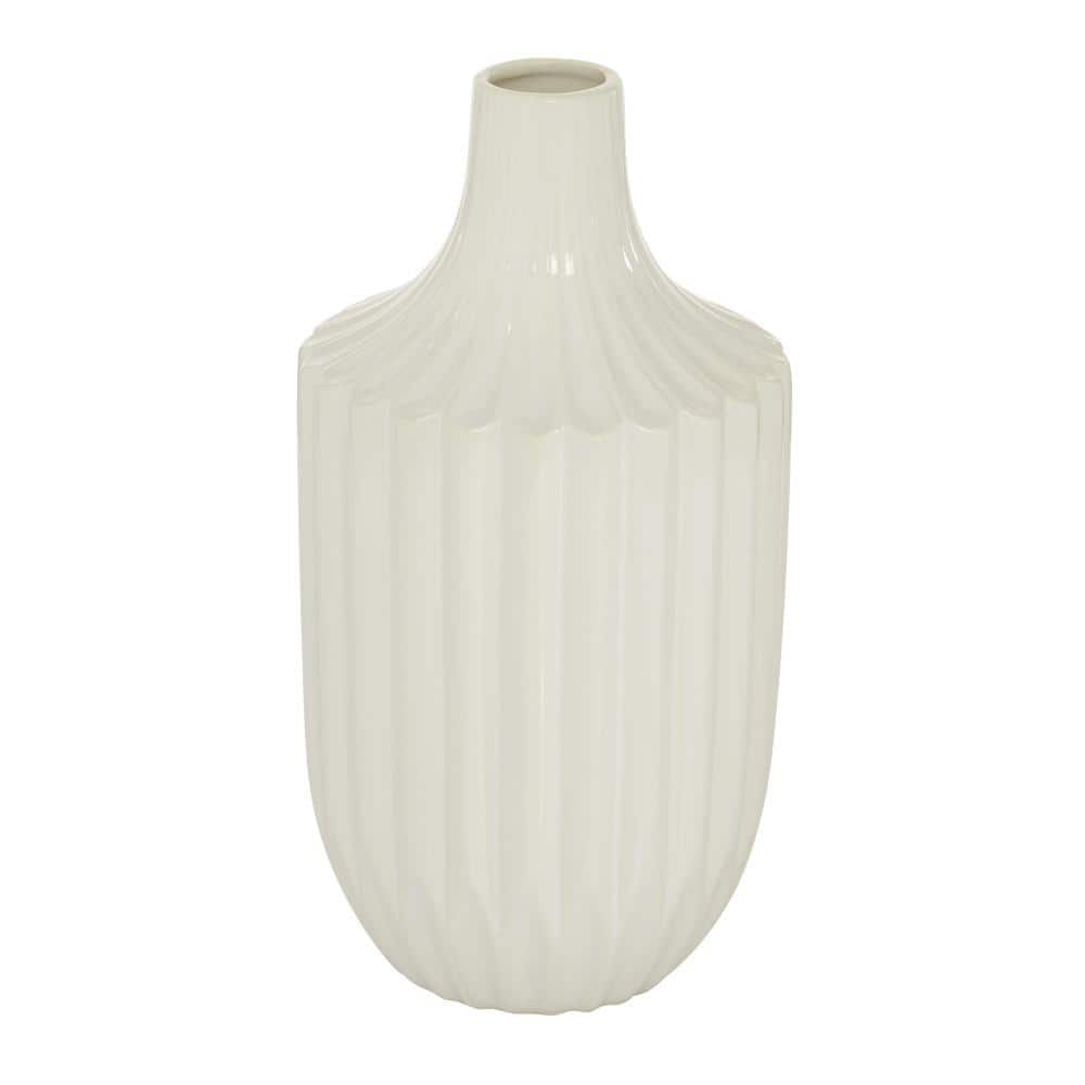 Sleek Elegance Glossy White Ceramic Bud Vase