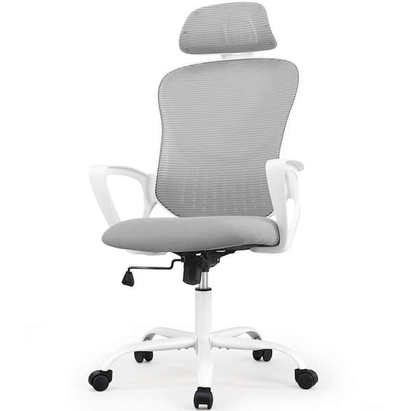 Mydepot Ergonomic Gray Mesh Chair Executive Home Office Chairs with Lumbar Support Armrest Rolling Swivel Adjustable High-Back