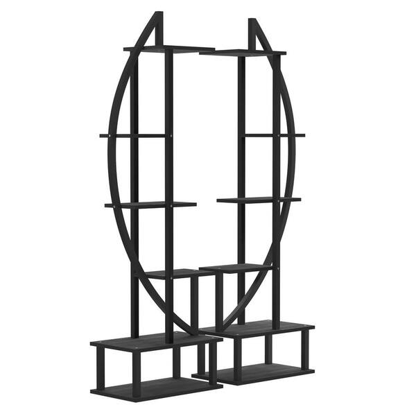 Dovelina 66.1 in. Tiered Black Curve Indoor/Outdoor Wood Plant Stand Display Stand (6-Tiers)