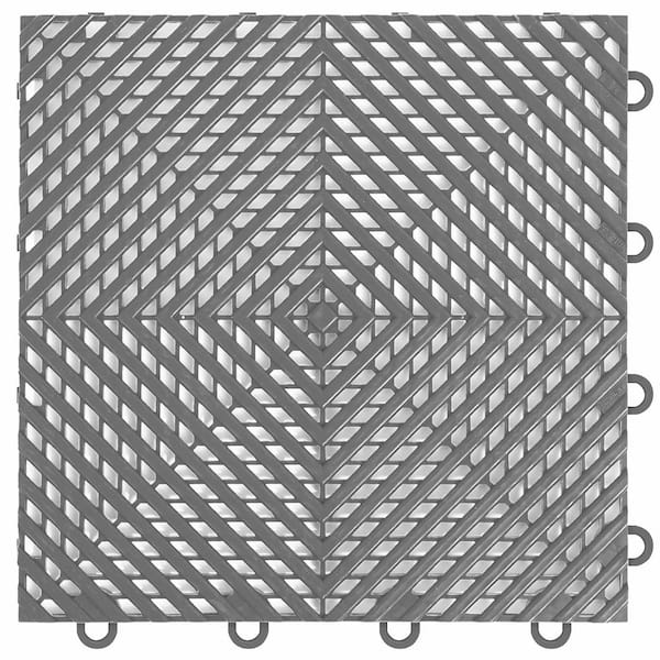 Nitro Vented 3/8 in. Garage Tiles, Graphite, 12 in. x 12 in., 52-Pack, Covers 52 sq. ft., Interlocking Floor Tiles