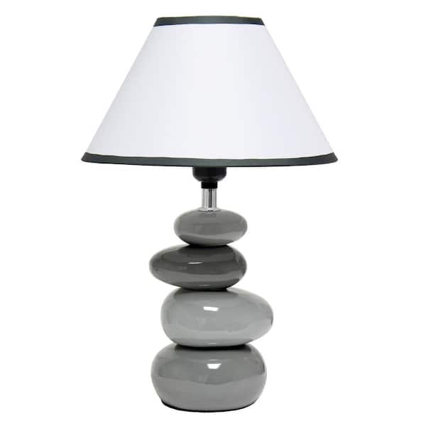 Creekwood home 14.7 in. Gray Contemporary Ceramic Stacking Stones Table Desk Lamp for Home Décor