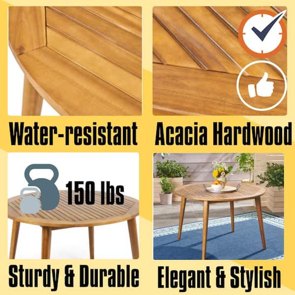 47 in. Teak Round Acacia Wood Outdoor Dining Table