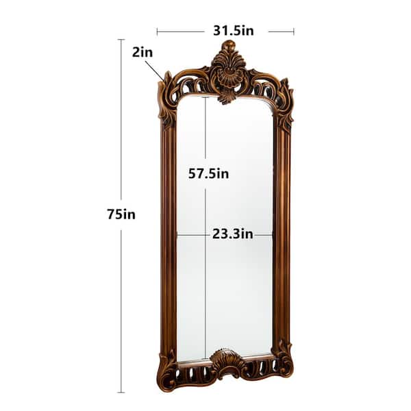 THKSHOUZ Vintage Gold 31.5 in. W x 75 in. H Arch Full-Length
